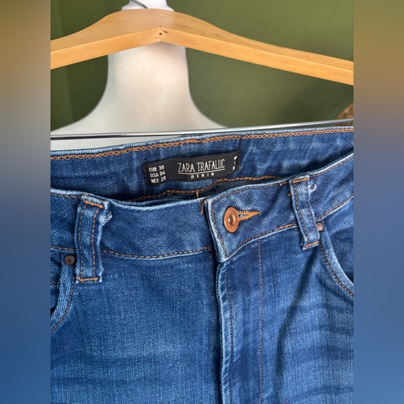 Zara Blue Jean Stretchy High Waisted Boot Cut Jean - Picture 2 of 3